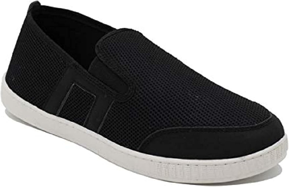 Mesh Leather Panel Side Elastic Side Slip-On Shoes for Men